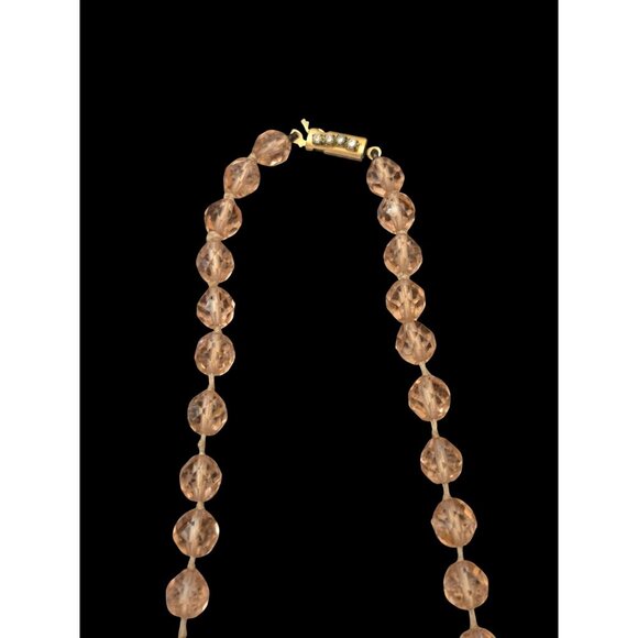 Vintage Czech Faceted Glass Bead Necklace Rhinestone Box Clasp 1940s -50s - Picture 5 of 6